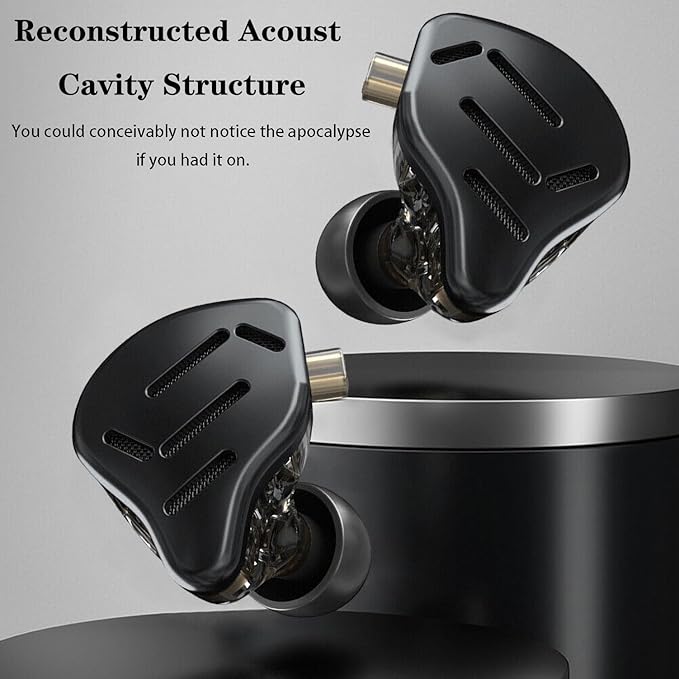 KZ Zax in Ear Headphones 7BA+1DD Hybrid 16 Drivers HiFi Noise Cancelling Wired Earbuds, Zin Alloy Shell Metal Earphone in Ear Monitor with 3.5mm Jack Detachable 2 Pin 0.75mm Cable (with mic, Black)