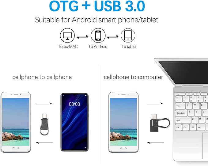 32GB USB C Flash Drive, 2-in-1 OTG USB 3.0 Thumb Drive, Dual USB Memory Stick Pen Drive for Type-C Android Smartphones Tablets and New MacBook Laptop PC PDA Samsung, Black
