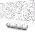 White Topographic Mouse Pad XXL - Extended Gaming Mousepad, Large Non-Slip Desk Mat for Keyboard and Mouse