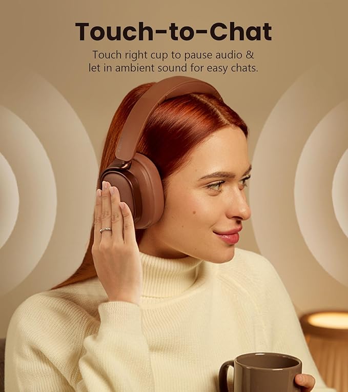 Edifier ES850NB Active Noise Cancelling Headphones, Over Ear Bluetooth Headset, 92H Playtime Wired & Wireless Hi-Res Audio Certified, Fast Charging Clear Calls for Home Office Travel - Ivory