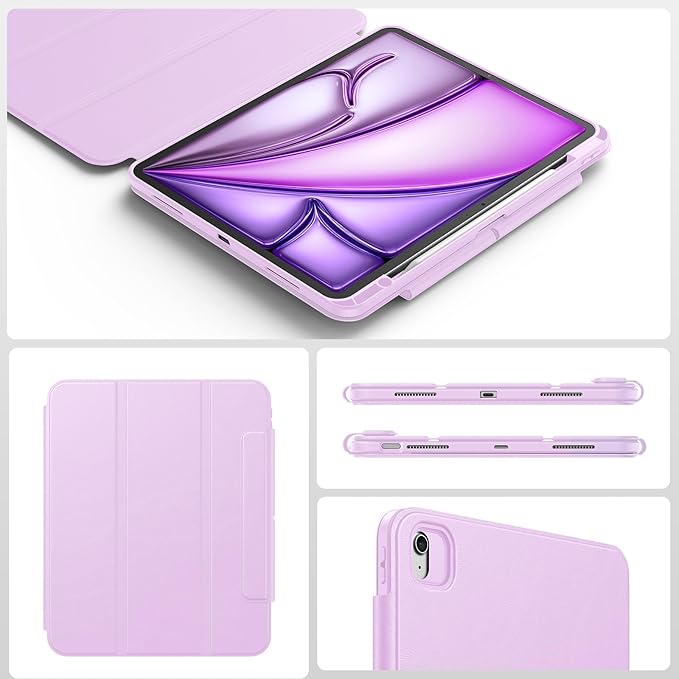 SPARIN Case for iPad Air 13 Inch M4 2026/M3 2025/M2 2024 ((8th/7th/6th Generation), Removable Magnetic Cover with Apple Pencil Holder, Portrait and Landscape Stand, Auto Wake/Sleep -Purple