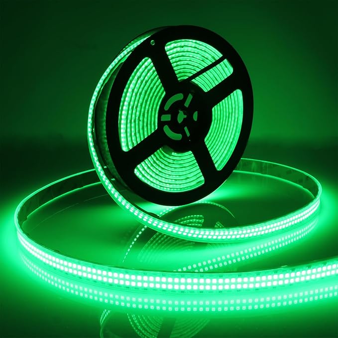 LEDENET Outdoor Green 12V LED Strip Lights 16.4ft, Double Row Super Bright 2400 LEDs Waterproof IP67, Dimmable Flexible Tape Lights for Outdoor, Truck, RV, and Boat Lighting
