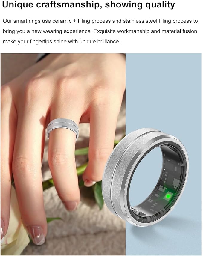 Smart Ring for Men Fitness Tracker Health Ring for Women, Heart Rate & Blood Oxygen Monitor & Sleep Monitoring, Remote Selfie Control Ring, Waterproof Smart Rings (Size 10)