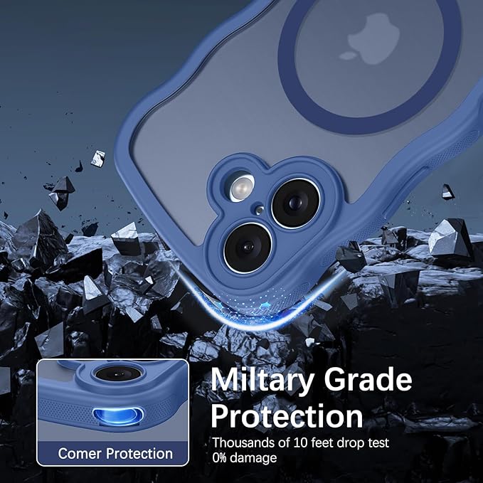 BENTOBEN Magnetic for iPhone 17 Case, Cute Wavy Full Camera Protection [Compatible with MagSafe] Translucent Matte Anti-Slip Bumper Women Girls Boys Protective Cover for 17 6.3", Sierra Blue