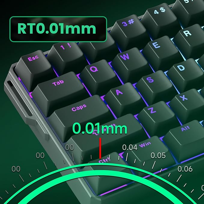 MONSGEEK FUN60 Ultra Rapid Trigger Gaming Keyboard 8k Magnetic Switch TMR Aluminum Keyboard Multi-Modes Black Shine-Through MagMech(Glare Magnetic Switch)