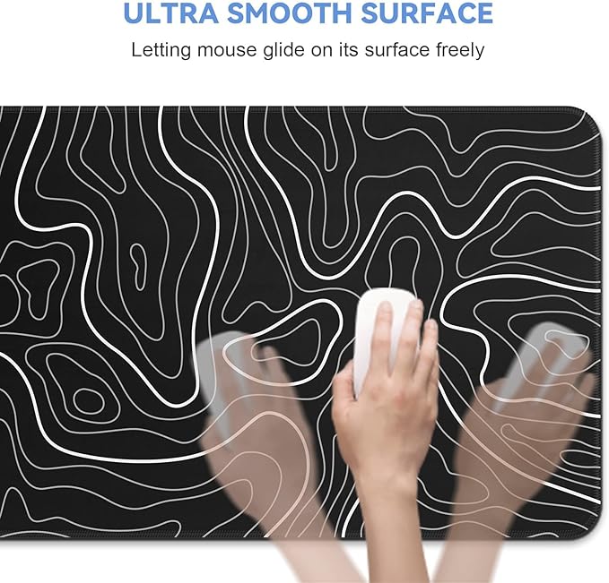 Rcege Large Mouse Pad for Desk - Gaming Mouse Pad with Stitched Edges, Anti-Slip Base for Keyboard and Mouse(Black Line, 31.5L x 15.8W inches)
