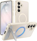 Magnetic for Samsung Galaxy S26+ Plus Case, [Compatible with MagSafe][Full Camera Protection][Built-in Invisible Kickstand] Translucent Matte Phone Case for S26 Plus 6.7" - White