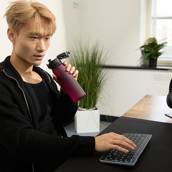 CLVX S Windows | Compact Touch On Keys & Gestures AI Keyboard | Bluetooth & USB-C | Low-Profile Silent Scissor Keys | Interactive RGB | Aluminum Chassis | Compatible with Windows/Linux/Android