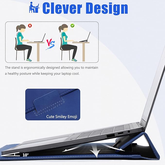 HYZUO 13.3-14 Inch Laptop Sleeve Case with Stand Feature for MacBook Pro 14 M5/M4/M3/M2/M1 2026-2021, MacBook Pro/Air 13.3, 13.5" 13.8" Surface Laptop, HP Spectre X360 13/14, Klein Blue