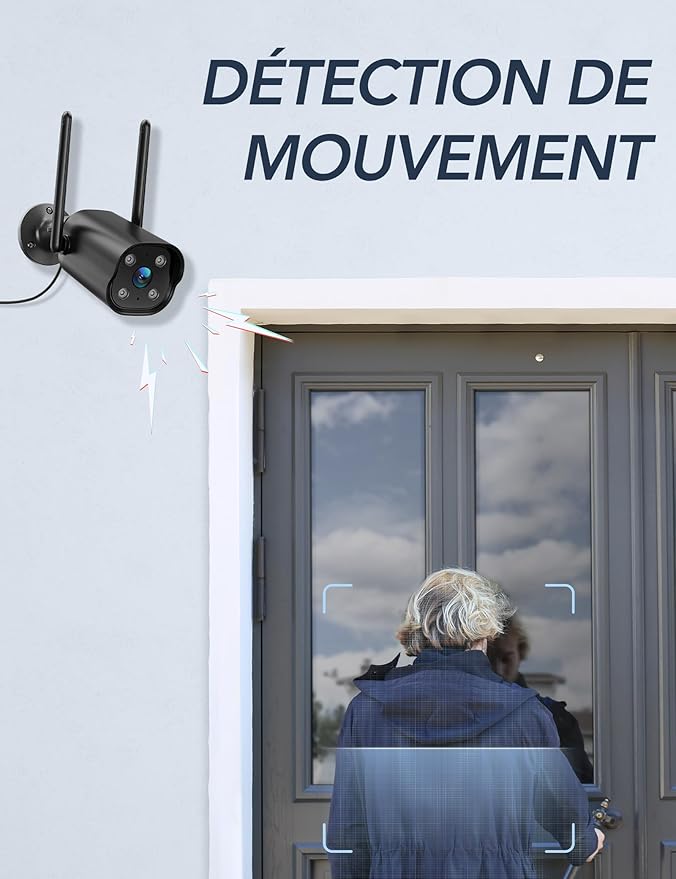 GNCC Outdoor Security Camera Wireless, 2K Cameras for Home Security, Color Night Vision, Motion Detection, 2-Way Audio, Cloud Storage Subscription Required, IP65 Waterproof, Only 2.4GHz (Black-1P)