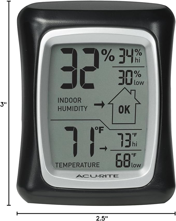 AcuRite Indoor Digital Thermometer & Hygrometer with Temperature and Humidity Gauge (00325)