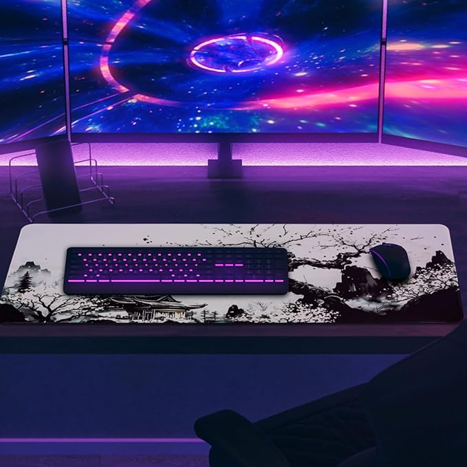 Mouse Pad Gaming Mousepad, 31.5 x 11.8in Large Desk Mat Keyboard Pads Extend Long XL Mouse Mat with Non-Slip Base Desk Accessories for Home Office Keyboard Mouse (Cherry Blossom)