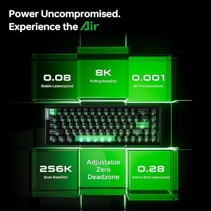 ATK RS6 Air Hall Effect Gaming Keyboard, 8K Polling, 256K Scan, 0.08 ms Latency, Adjustable 0.001–3.3 mm RT, Hard Gasket 5-Layer, Aluminum Plate, 65% 68-Key (Pink-Zen)