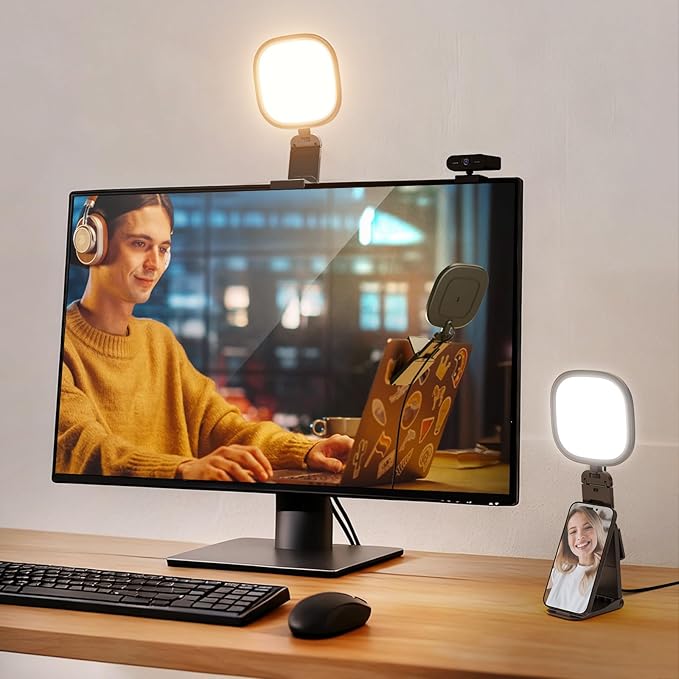NEEWER BASICS 5" Monitor Light with Stand, Zoom Lighting for Video Conference, 10W Bi Color Edge Lit CRI95 USB LED Panel Ring Light for Desk Computer Laptop Webcam Video Call Streaming Recording, NL10