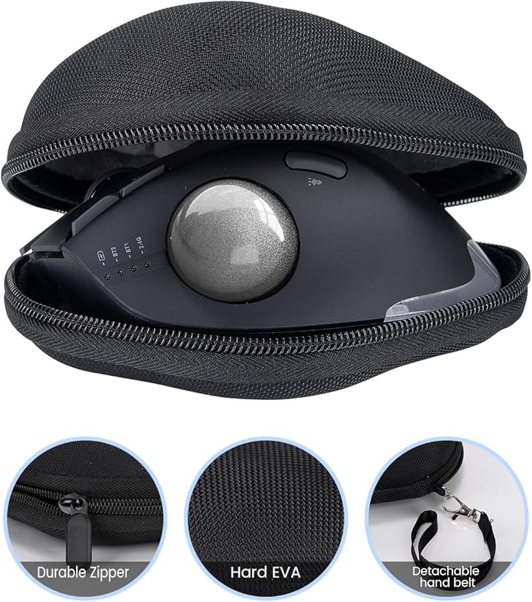 SABLUTE MAM1 Pro Wireless Trackball Mouse, Hard Travel Case (Include) Ergonomic Bluetooth Rechargeable Computer Mice with 5 Level DPI, Adjustable Angle, 3 Devices Connection for PC, Mac, Windows