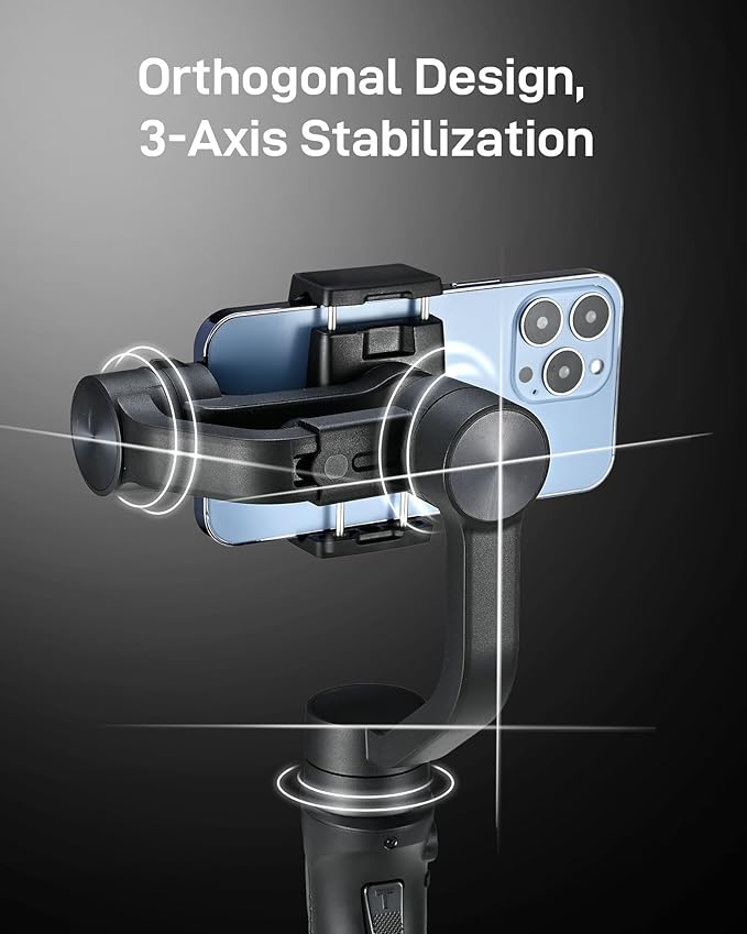 Hohem iSteady Mobile Plus Gimbal Stabilizer for Smartphone, 3-Axis Phone Gimbal for Android and iPhone 15,14,13 PRO, Stabilizer for Video Recording with Face/Object Tracking, 600 °Auto Rotation