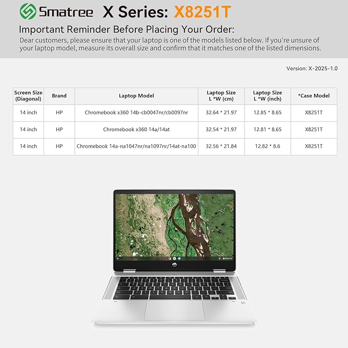 Smatree Hard EVA Protective Sleeve Compatible for 14 inch HP Chromebook x360 14a-ca0040nr/14at-ca100/14b-cb0047nr/14b-cb0097nr, Green (X8251TG)