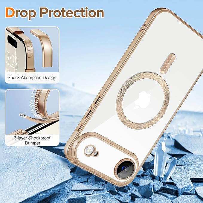 Hython Magnetic Clear for iPhone Air Case with Camera Lens Protector [Compatible with MagSafe] Luxury Plating Edge Slim Soft TPU Cover Protective Phone Case for iPhone Air 6.5", Matte Desert Brown