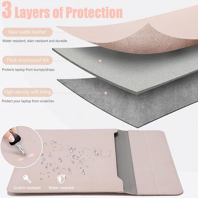 HYZUO 13 Inch Laptop Case Sleeve with Stand for 2026-2018 MacBook Air 13 M5 M4 M3 M2 M1, 2026 13" MacBook Neo, 2026-2016 MacBook Pro 13 M2 M1, iPad Pro/Air 13, Surface Pro 12-3, XPS 13, Apricot