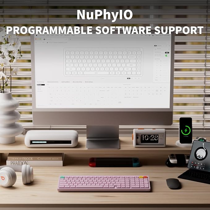 NuPhy Node100 Wireless Mechanical Keyboard, Hot Swappable Custom Low Profile Keyboard, 103 Keys Computer Gaming Keyboards, Supports Touch Gestures, PBT Keycaps, RGB Backlit, Bluetooth/2.4GHz/USB-C