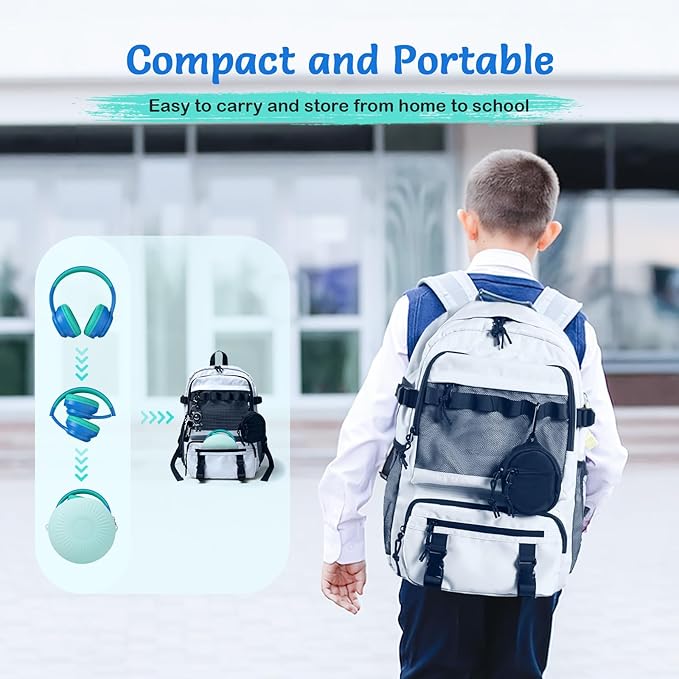 TONOSHARK Kids Bluetooth Headphones with Active Noise Cancelling, Wireless Over-Ear Headphones for Boys Girls, Foldable, Adjustable, 40H Playtime, Mic for School Travel(Blue)