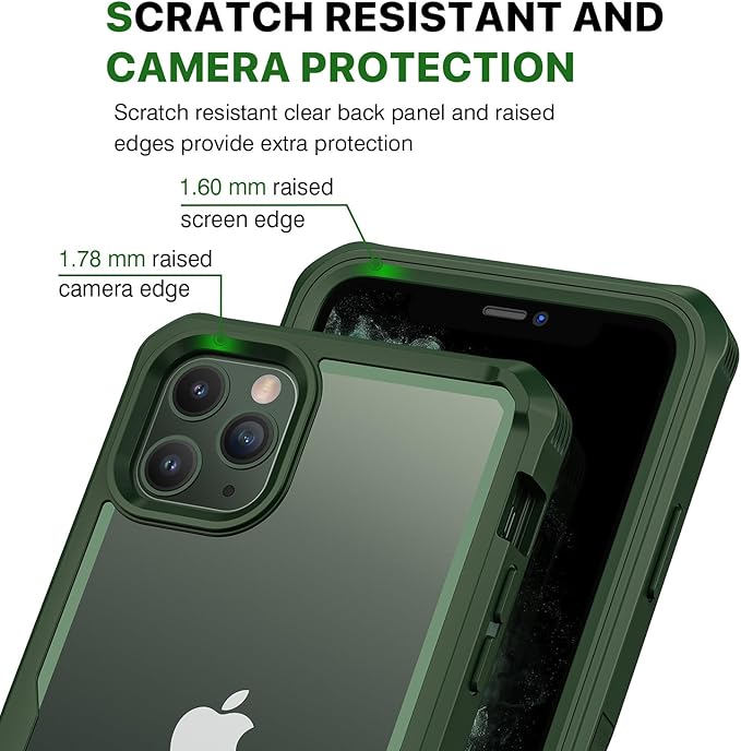 CENHUFO Privacy for iPhone 11 Pro Case, Full Body Phone Case with Built-in 9H Tempered Glass Privacy Screen Protector and Camera Lens Protector, Anti Peep Spy Shockproof Bumper Clear Cover - Green