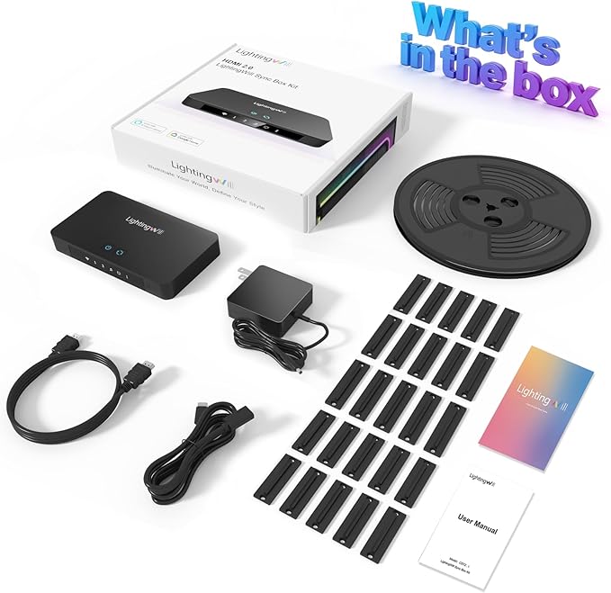 LightingWill TV LED Backlight with 4K HDMI Sync Box, 16.4ft RGBIC LED Strip Lights for 75-85 Inch TV, Sync with Screen, 3 HDMI Inputs, 60 LEDs/m High Density, App Control, Works with Alexa & Google