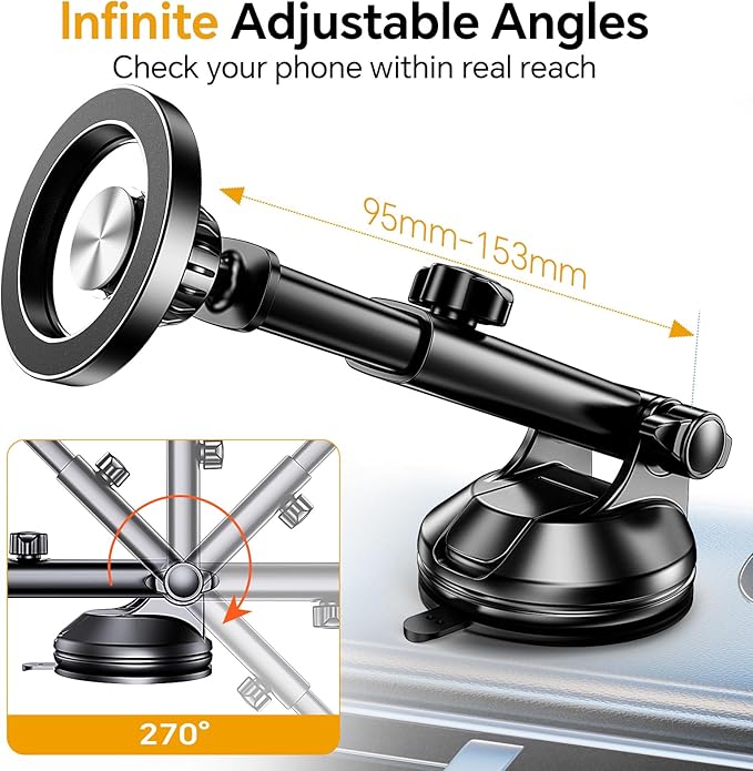 Coolpow for MagSafe Car Mount【Windshield+Vent+Dash】 Magnetic Phone Holder for Car Phone Holder Mount Cell Phone Holders for Your Car Accessories Gifts for Mothers Day Phone Holder for iPhone 17 16 15