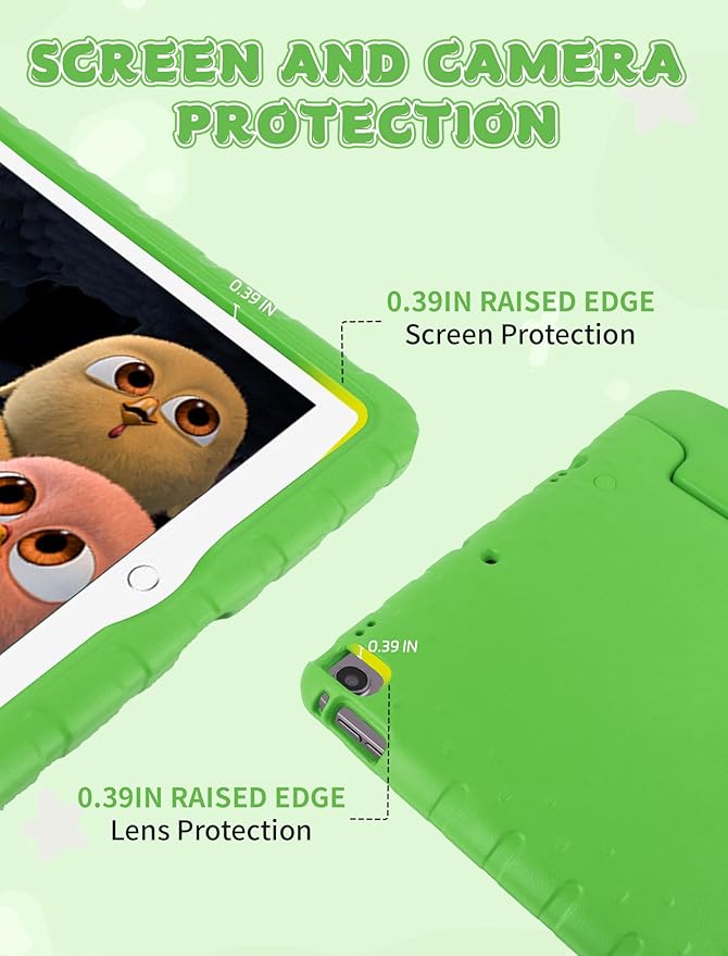 Kids Case for iPad Pro 12.9 2017(2nd Gen)/2015(1st Gen) with Pencil Holder, E-puhate iPad Pro 1st/2nd Generation Case 12.9 inch Shockproof Handle Stand Kids Cover for Child Boys Girls Toddlers(Green)