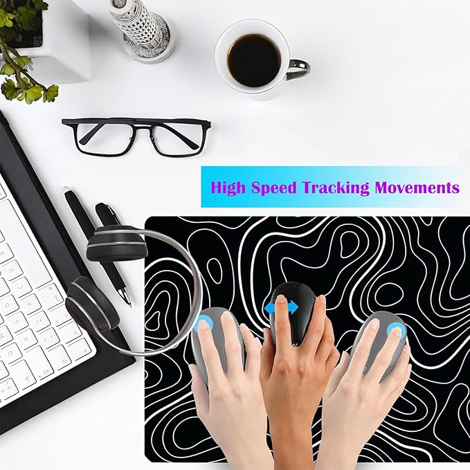Extra Large Gaming Mouse Pad 31.5"x15.7"｜Topographic Contour-Themed XXL Keyboard Pad, Mouse Mat, Desk Pad, Non-Slip Rubber Base & Stitched Edges - Extended Mousepad for PC/Laptop/Office/Home Decor