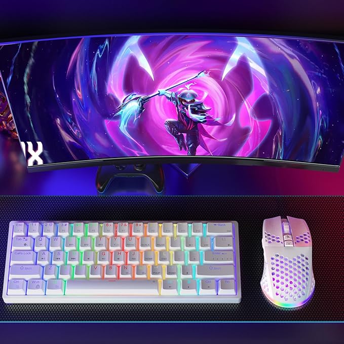 SOLAKAKA SM600 White Wireless Gaming Mouse,Tri-Modes BT5.1/Type-C Wired/2.4G Wireless Mouse with 2 Side Buttons, Programmable Macro Gamer Mouse with RGB Light for Laptop/PC/Mac