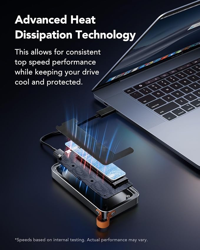 Lexar E750 40Gbps M.2 NVMe SSD Enclosure, Tool Free Installation Compatible with Thunderbolt 4/3/USB4/3.2/3.1/3.0/2.0, Expand MacBook and Mac mini, Up to 8TB Support M Key 2230/2242/2260/2280 SSD Size