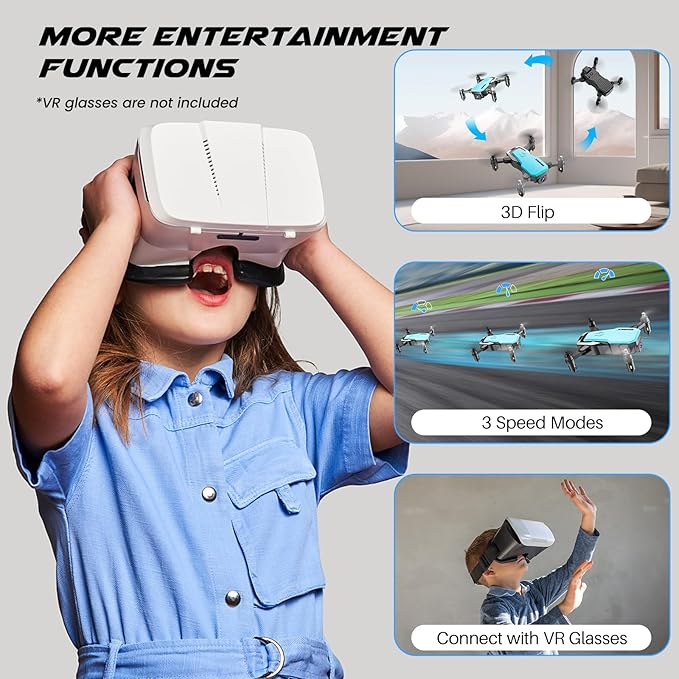 SIMREX Mini Drone with 720P Camera for Kids & Beginners - Foldable RC Quadcopter, Optical Flow Positioning, Altitude Hold, 3D Flip, 2 Batteries 20Min Flight, Safe & Easy Indoor Outdoor Flying Toy Gift (Blue)
