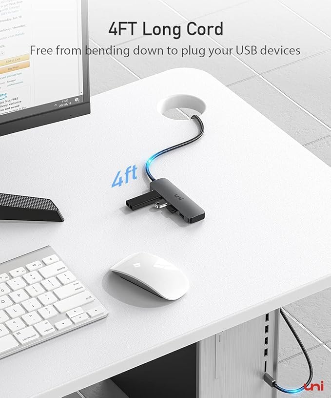 uni USB C to USB Hub 4 Ports, Aluminum USB Type C to USB Adapter with 4 USB 3.0 Ports, Thunderbolt 3 to Multiport USB 3.0 Hub Adapter for MacBook Pro/Air 2020/2019, iPad Pro, Dell, Chromebook and more