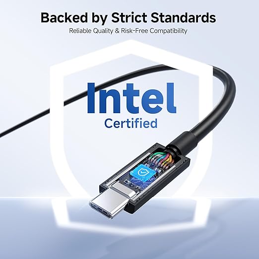 Cable Matters [Intel Certified] 80Gbps Thunderbolt 5 Cable with up to 120Gbps Bandwidth Boost and 240W Charging - 0.3m / 1ft, Compatible with Thunderbolt 4, USB4, and USB C, Black