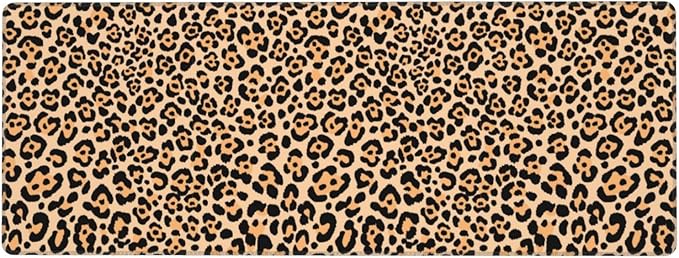 Leopard Animal Print XL Large Mouse Pad with Stitched Edges Long Non-Slip Rubber Base Mousepad Cheetah Laptop Keyboard Mat Desk Pad for Office Home Desk Decor, 31.5" X 11.8"