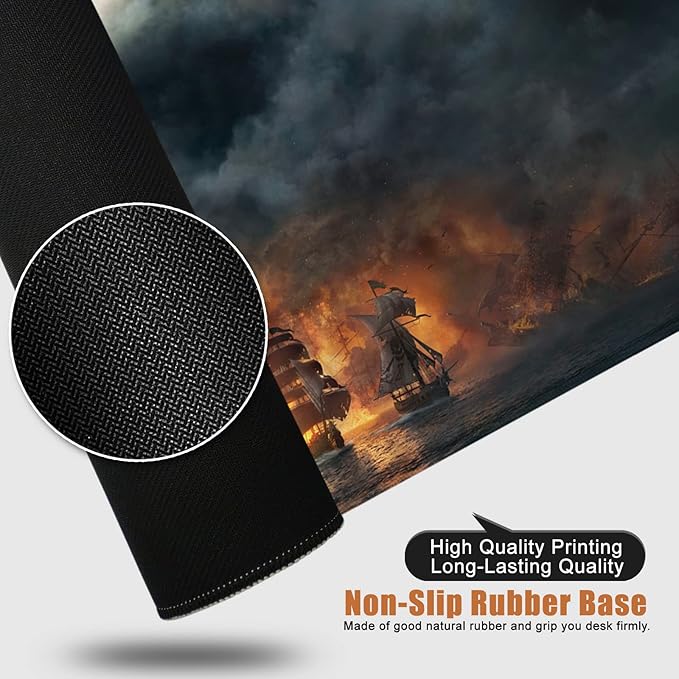 A Pirate Boat Mouse Pad XXL Large Gaming Mouse Pad 35.5x15.8 inch Large Rubber Mouse Pad for Desk with Personalized Design for Laptop, Computer PC (A Pirate Boat -1)