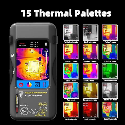BSIDE Thermal Imaging Camera Multimeter with Macro Lens, 320x320 IR Resolution with 15 Thermal Palettes, 20000 Counts with 3.98" Touch LCD, Measures Cap, AC Clamp, Temp Diode for Electrical Electronic