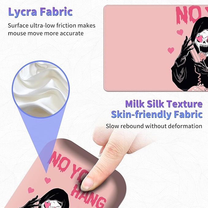 Large Mouse Pad Set, Desk Mat + Elbow Rest Pad + Coaster, Easy Typing Pain Relief, Ergonomic Arm Rest Pad with Memory Foam, Extended Desk Pad Anti-Slip Rubber Base for Office Home, Pink Ghostface