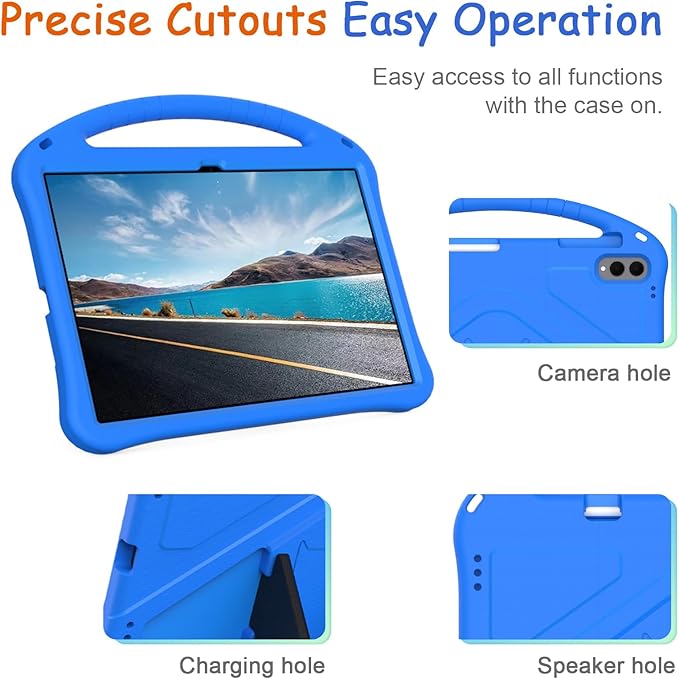 Kids Case for Samsung Galaxy Tab S11 Ultra 2025 14.6" Tablet, Techcircle Light Weight Shock Proof EVA Foam Handle Rugged Stand Protective Case, Blue