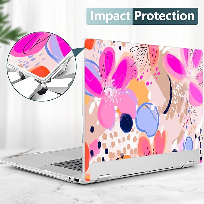 Premium Crystal Case for HP Envy x360 16-inch 2-in-1 Laptop 2024 Release, Floral Patterns Ultra-Slim Lightweight Scratch-Resistant Clear Hard Shell with Professional Protection, Stamens