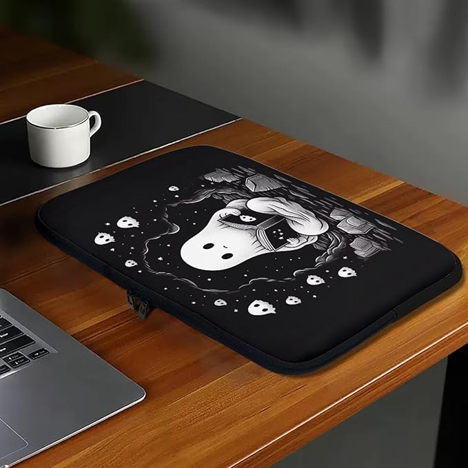 Cute Ghost Laptop Sleeve Case for Women Men 15 inch Laptop Protector with Multiple Uses Portable Computer Sleeve Kawaii Tablet Bag Laptop Carrying Case Gifts for Girls