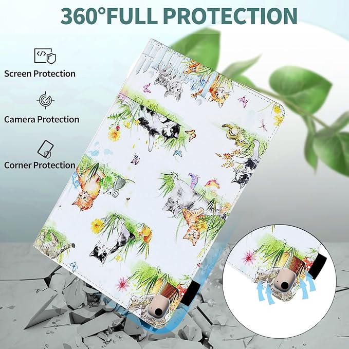 for iPad 9.7 inch Case iPad 6th/5th Generation Case 2018 2017, PU Leather Folio Stand Cute Protective Cover for iPad 9.7 inch/Pro 9.7/Air 2/Air 1, Auto Sleep/Wake, Kitten