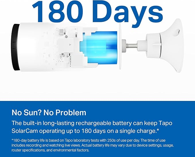 Tapo SolarCam 1080p Security Camera Wireless Outdoor- Battery Power with Solar, Person Detection, Subscription-Free Local Storage or Optional Cloud, Works with Alexa & Google Assistant, C402 KIT