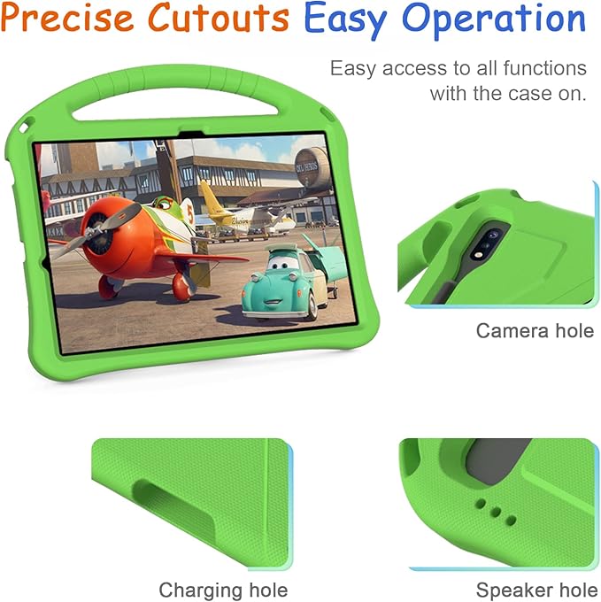 Kids Case for Samsung Galaxy Tab S10+/S9+/S8+/S7 FE/S7+/S9 FE+ 12.4", Techcircle Light Weight Shock Proof EVA Foam Handle Rugged Stand Protective Case for Galaxy Tab S9 FE Plus/S10 Plus 2024, Green