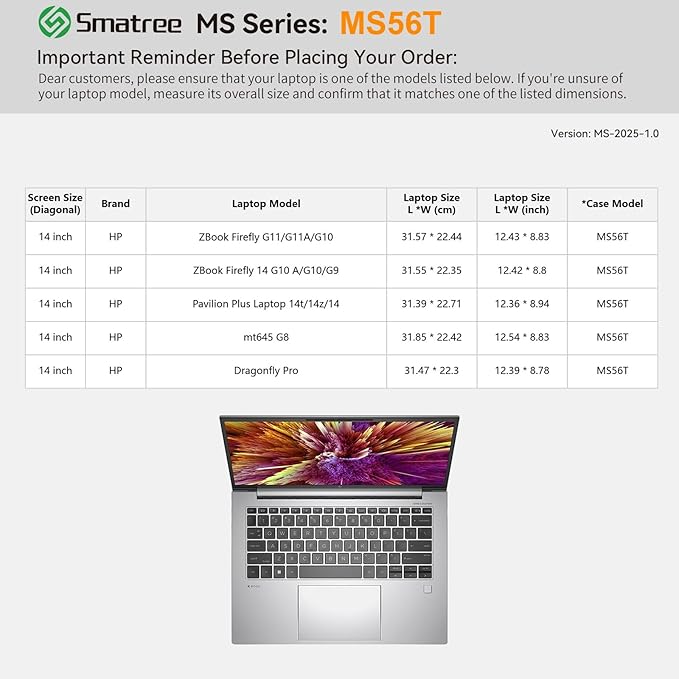 Smatree MS56T Hard EVA Protective Sleeve with Stand for 14 inch HP Pavilion Plus 14t-eh100/14-eh1047nr, for 14 inch ZBOOK Firefly G11/G11 A/G10/G9, for HP mt645 G8/Dragonfly Pro Laptop,Green