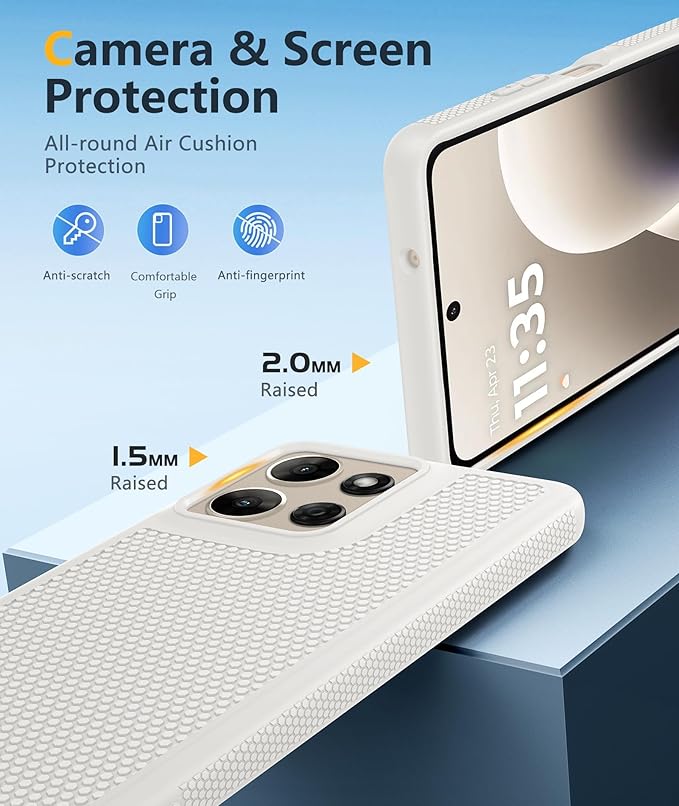 FNTCASE for Moto G-Power 2026 Case: Motorola Moto G Power 2025 Case 14FT Military Grade Drop Protection with Screen Protector Shockproof Anti-Slip Sweat-Resistant Matte TPU Daily Phone Cover (White)