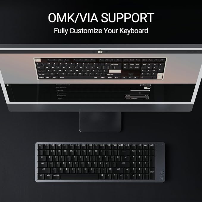LOFREE Flow2 Low-Profile Mechanical Keyboard, Aluminum Alloy with Void Linear Switches, Rechargeable Wireless Keyboards with 3 Mode Connections for Windows, macOS (Silver with Silence, 100 Keys)