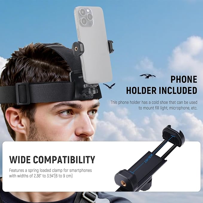 NEEWER Mobile Phone Chest Mount Head Strap Mount, Quick Release POV Vlog Accessory Kit for Video Recording, Compatible with iPhone GoPro Hero Insta360 DJI AKASO Action Camera, GP-74