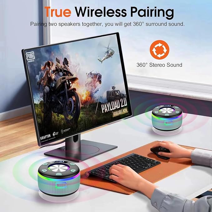 Bluetooth Shower Speaker, IP7 Waterproof Portable Bluetooth 5.3 Speakers with Suction Cup, Mini Wireless Speaker with RGB Lights Time Display, Loud Stereo Sound for Bathroom Beach Outdoor Party, Mint